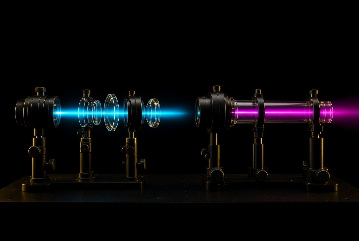 Separate optical paths representing the app and website