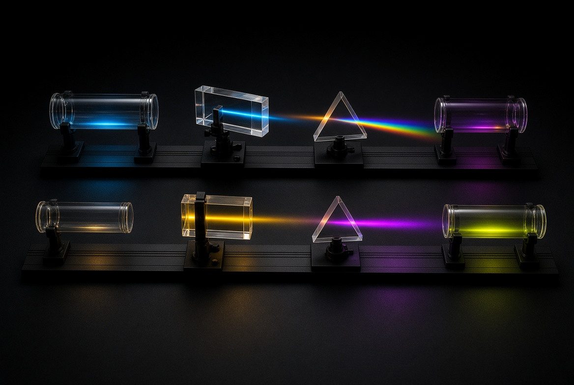 Two optical rails remaining physically separate