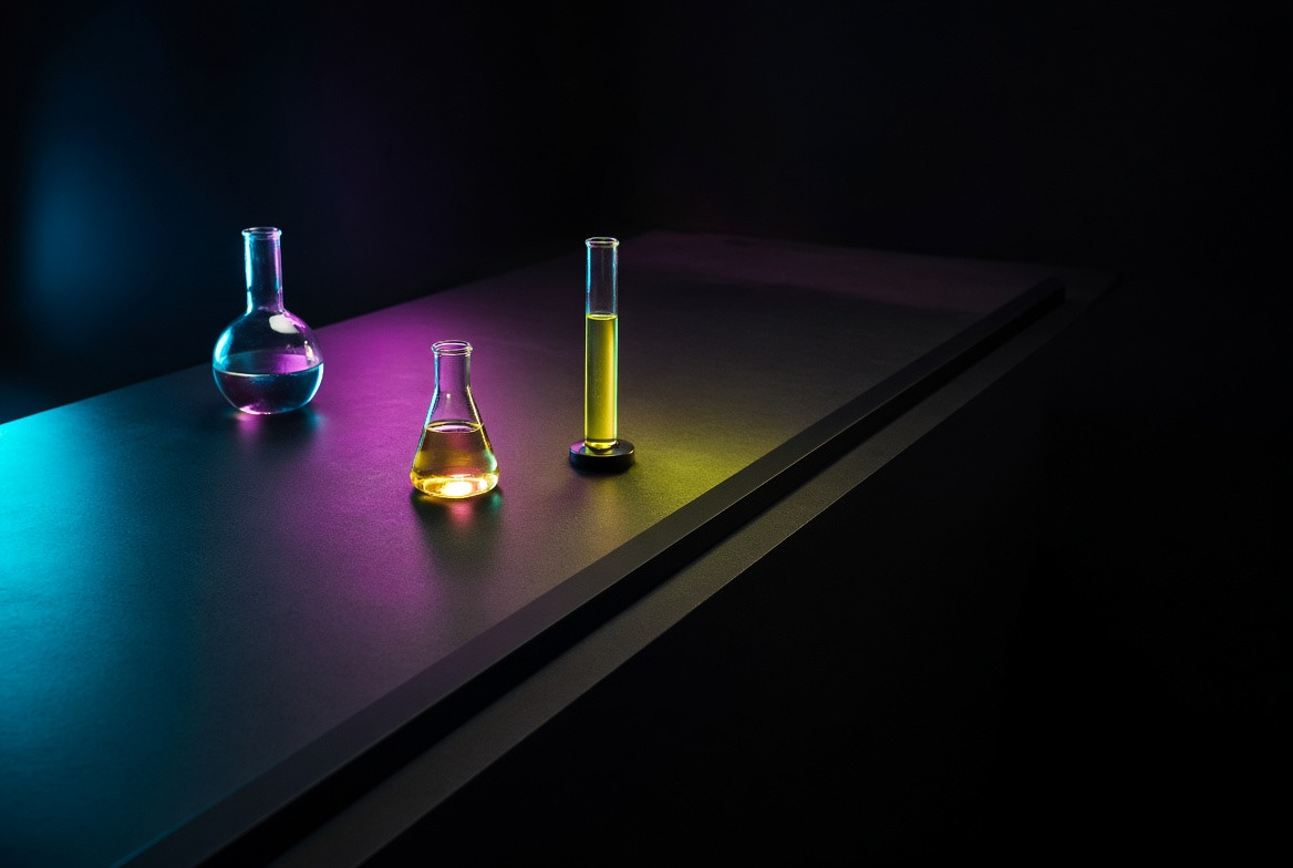 A guarded optical-bench edge leading toward an outside path